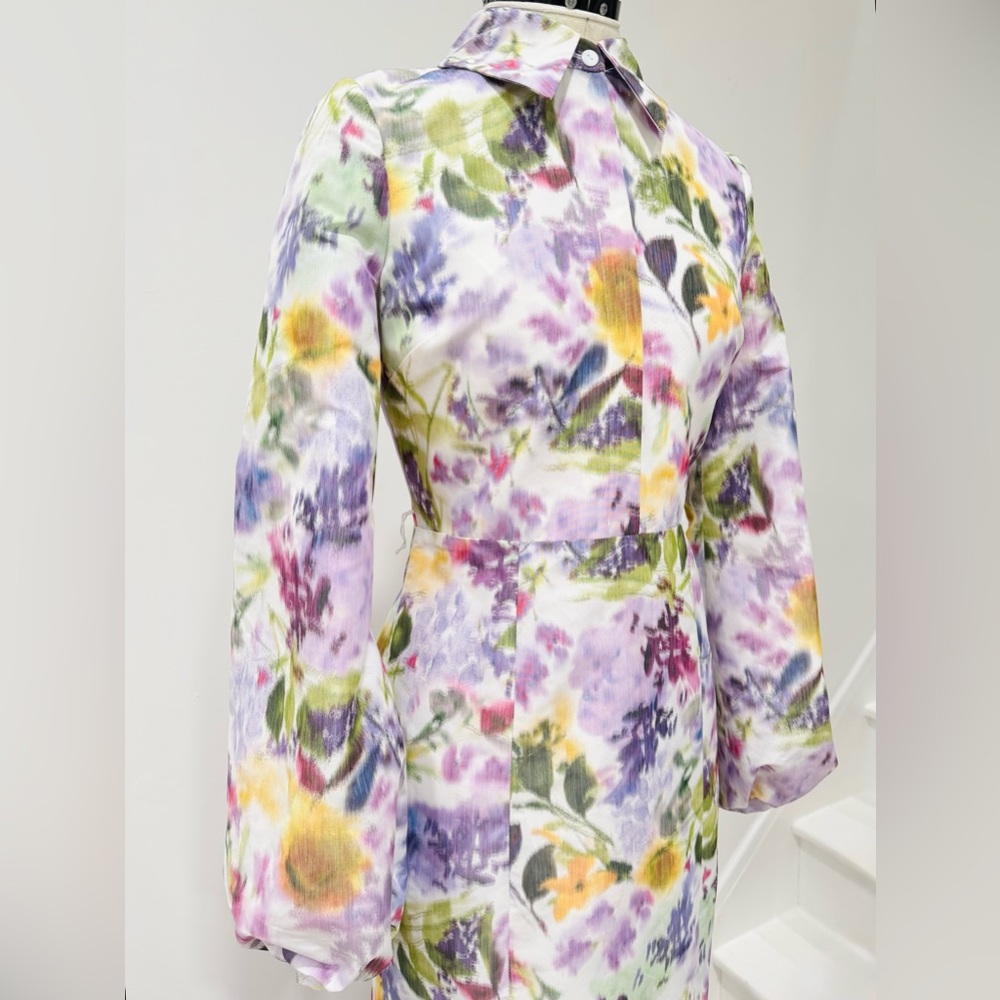 BADGLEY MISCHKA Floral-print multicolor Long Sleeve Taffeta Mermaid Gown - Picture 7 of 16